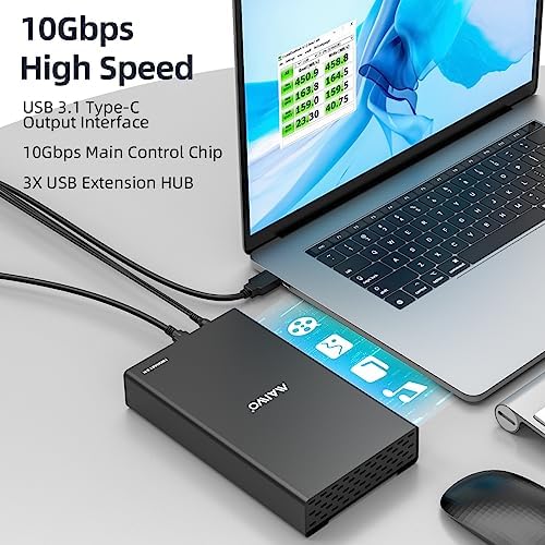 MAIWO 24 TB External Hard Drive Enclosure for 2.5″ & 3.5″ SATA HDD/SSD – High-Speed USB 3.0 Adapter with UASP Technology, Durable Aluminum Alloy Case for Optimal Heat Dissipation and Enhanced Data Transfer Performance