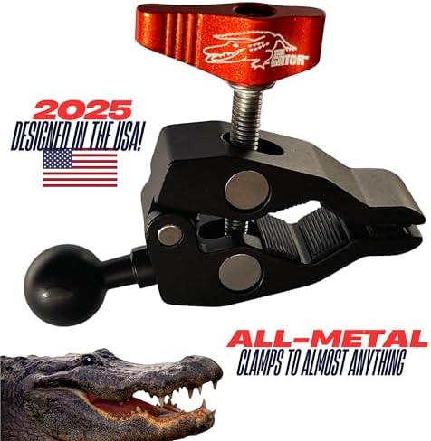 Versatile Dual Action Clamp for Secure Hands-Free Phone Mounting | The Gator – Ideal for Cars, ATVs, Bicycles, Golf Carts, and More | USA Tested for Safety and Stability | Compatible with $1500+ Devices | Enhance Your On-the-Go Experience with Effortless Access to Navigation, Music, and Calls | Lightweight, Durable Design for Everyday Use | Elevate Your Lifestyle with Unmatched Grip Strength and Easy Transport