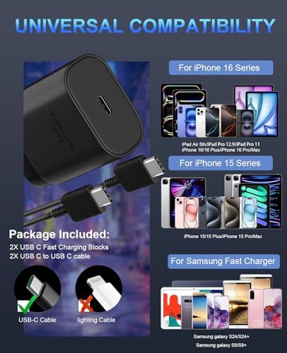 30 W Ultra-Fast USB C Wall Charger with 10 FT Cable in Stylish Purple Gradient | Rapid Charging Solution for Phone 15 Series & S24 Ultra Plus | Compact & Versatile Power Adapter for Modern Devices