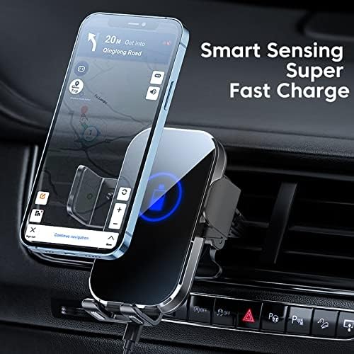 Redmaple 15 W Fast Wireless Car Charger with Auto-Clamping Phone Holder for Air Vent – Effortless Charging & Enhanced Compatibility for i Phone 14/13/12/11 Pro/XR/XS/X/8 – Streamlined Design for Hands-Free Navigation and Safety