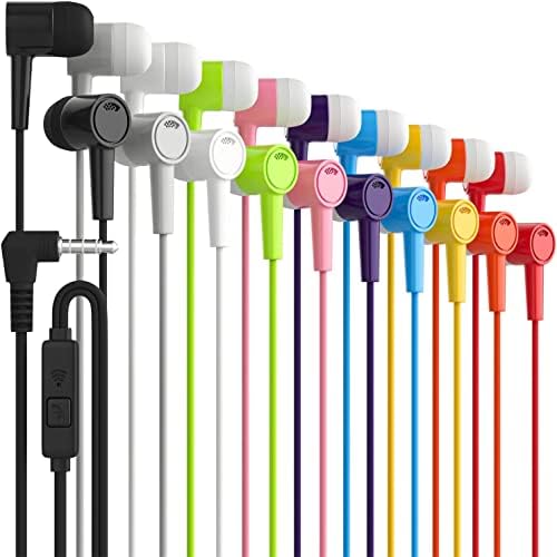 Maeline 40-Pack Wired Earbuds: High-Fidelity Noise-Cancelling Headphones with Heavy Bass | Ergonomic Design for i Phone & Android | Vibrant Colors & Clear Mic for Calls | Universal 3.5 mm Compatibility | Perfect for Music, Gaming, and Daily Commutes
