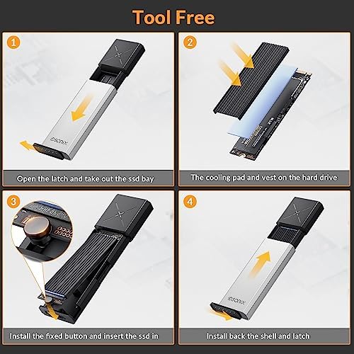 Transform Your Data Storage with i Dsonix Tool-Free M.2 NVMe PCIe SSD Enclosure – High-Speed USB-C 3.2 Gen 2 Adapter for Effortless 10 Gbps Transfers, Supports M-Key & B+M Key Interfaces for 2230/2242/2260/2280 SSDs, Enhanced Durability & Performance with UASP Trim Technology – Ideal for Professionals & Casual Users Alike