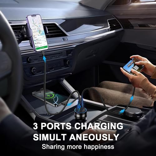 Samsung Galaxy S25 Edge 78 W 3-Port Car Charger – Ultra-Fast USB C Cigarette Lighter Adapter for Galaxy S25 Ultra, A16, S24, S23, i Phone 15 Pro Max – Triple Device Charging with Overheat Protection for Ultimate Travel Convenience