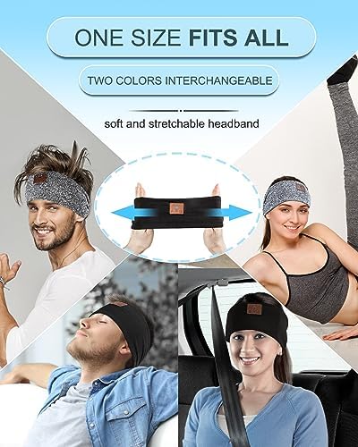 Revolutionary Ultra-Slim Bluetooth Headband Earphones – Dual-Pack for Exceptional Comfort During Sleep, Meditation, and Active Lifestyles – Premium HD Stereo Sound Engineered for Insomnia Relief – Chic Black & Grey Aesthetic with Advanced Bluetooth Connectivity for Seamless Multi-Device Use