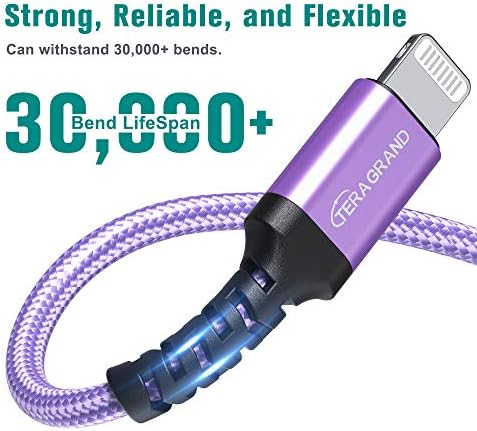 Apple C89 MFi Certified 7-Foot Lightning to USB-A Braided Charging Cable for i Phone 14/13/12/11 Pro, Max, Mini, SE, XS, XR, 8/7/6 Plus, i Pad & Air Pods – Durable, Fast Charging & Stylish Orange/White Design for Enhanced Compatibility