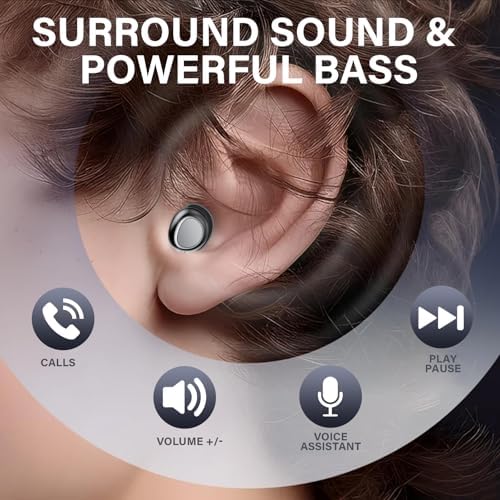 Revolutionary True Wireless Sleep Earbuds 2025 – Ultimate Comfort for Side Sleepers, Bluetooth 5.4 Connectivity, 53-Hour Playtime with Immersive 3 D Bass, Advanced Noise Cancellation, IP7 Waterproof Design for All-Night Relaxation, Quick USB-C Charging with LED Battery Indicator for Effortless Use