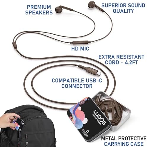 LUDOS FEROX USB-C Earbuds – Premium Wired Headphones for i Phone 16 & Samsung Galaxy Series, Featuring Exceptional Audio Clarity & Deep Bass, Ergonomically Designed for All-Day Comfort, Tangle-Free Cable for Streamlined Use, Supported by an Impressive 5-Year Warranty, Eye-Catching Vibrant Green Finish – Elevate Your Sound Experience for Music Lovers and Gamers Alike