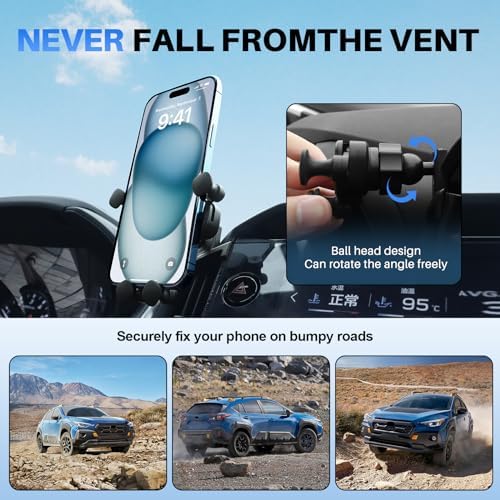 KUNGKIC Premium Rotating Smartphone Mount for 2023-2025 Subaru Crosstrek | Universal Car Cradle for 3.5-5.5 Inch Devices | Stylish Aluminum Design for Enhanced Interior | Hands-Free Navigation and Calls Made Easy | Quick Installation with Superior Grip Stability