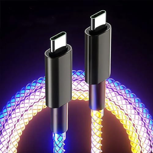 USB C to Type C LED Light Up RGB USB C Charging Cable,Fast Charging Cord for i-Phone 15 Pro Max Plus, iPad mini Pro Air and Galaxy Note Pixel etc(66W 3FT) – Enhanced Compatibility and Speed