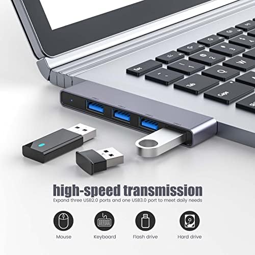 Enhance Your Digital Workspace with Fidioto USB Hub 2 Pack – Versatile 4-Port Adapter for Laptops & Macs, Featuring 1 Ultra-Fast USB 3.0 Port and 3 USB 2.0 Ports for Effortless Device Connectivity and Data Transfer, Ideal for Busy Professionals and Students on the Move