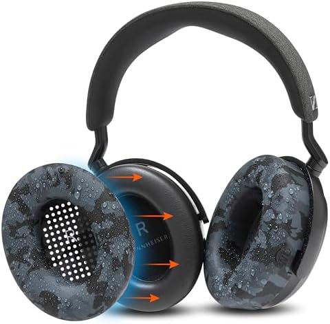 Transform Your Sennheiser Momentum 4 with WC Sweat Z Earpad Covers – Stylish Black Camo Protection for Active Lifestyles – Sweatproof, Washable Silicone Ear Pads for Ultimate Comfort and Enhanced Longevity
