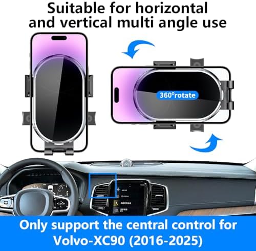 Volvo XC90 Custom Car Phone Holder (2016-2025) – 360-Degree Rotating Dashboard Mount for Optimal Navigation and Hands-Free Calls – Durable, Stylish Cell Phone Cradle Accessory for Enhanced Driving Experience