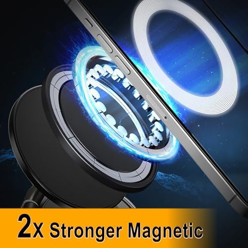 Vacuum Magnetic Phone Holder Stand for Car, Dual 360° Adjustable Suction Cup Phone Mount, Strong Magnetic Suction Phone Holder for Dashboard/Windshield, Compatible with iPhone & Android – Enhanced Compatibility and Speed