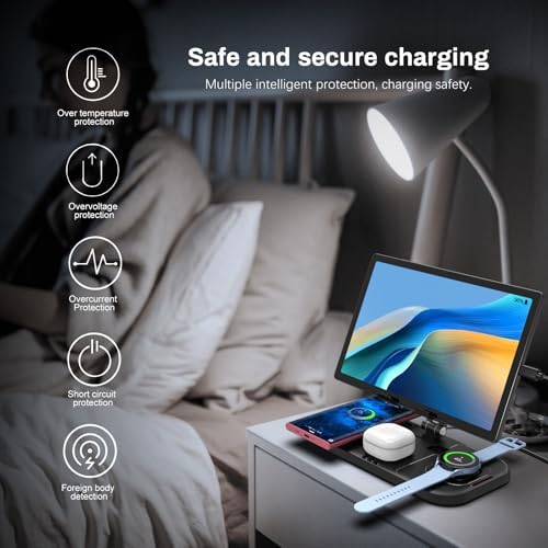 Ultimate 4-in-1 Wireless Charging Station for Samsung Devices – Foldable Charger Stand for Galaxy S24 Ultra, Note 20, Flip5, Galaxy Watch 6/5/4, Buds & More – Rapid Charge with Enhanced Compatibility & Safety Features