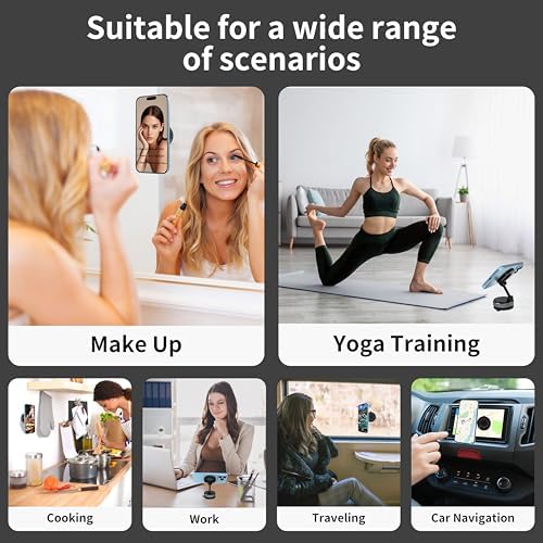 Ultra-Strong Magnetic Car Phone Holder with Vacuum Suction for Any Smooth Surface – 360° Rotating MagSafe-Compatible Phone Mount for iPhone/Android, Dashboard Windshield Car Accessories. Black – Enhanced Compatibility and Speed