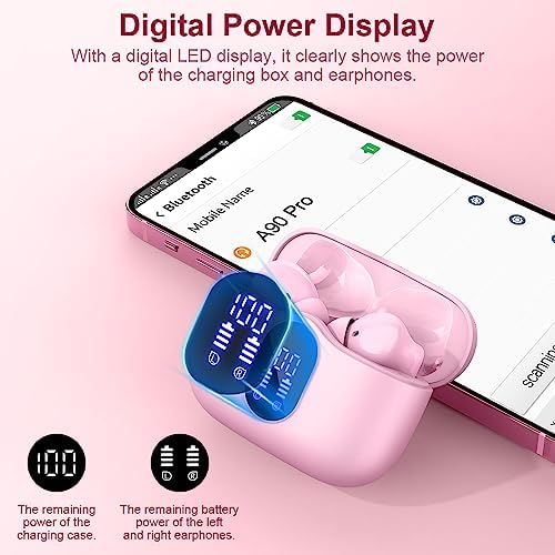 Btootos Ultra-Durable Bluetooth 5.4 Wireless Earbuds – Immersive Bass Sound with Noise-Cancelling Mic, IP7 Waterproof Design for Active Lifestyles, 36-Hour Playtime with LED Battery Display, Bold Yellow for a Striking Audio Experience