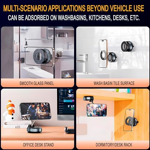 Magnetic 360° Car Phone Holder – Strong Vacuum‑Lock Suction Cup | Dashboard & Windshield Mount | Universal for iPhone, Samsung & All Smartphones – Enhanced Compatibility and Speed