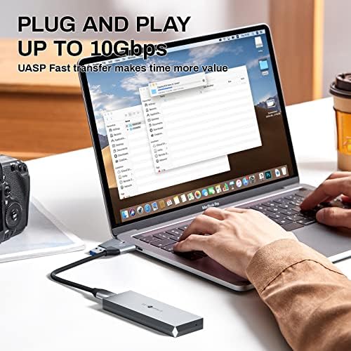 Ultra-Durable SETMSPACE NVME Enclosure – 10 Gbps SSD Adapter for M-Key Drives, Solid Aluminium Alloy Case with USB C/A Cables, Supports 2230/2242/2260/2280 Sizes, Enhanced Portability and Robust Performance in Sleek Grey Design