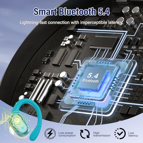 Advanced Bluetooth 5.4 Wireless Earbuds with Deep Bass – 75 Hours Playtime, IP7 Waterproof Sports Earphones Featuring Ergonomic Earhooks, LED Battery Display, and 4 ENC Microphones for Enhanced Sound Quality and Clear Calls – Perfect for Fitness Enthusiasts and Music Lovers in Sleek Black