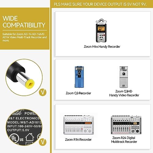 Uninterrupted Music Flow: Premium 9 V AC Power Adapter for Zoom Guitar Pedals – Ultimate Compatibility with G1, G2, G3 Series, and Rhythm Trak RFX-300 – Reliable Power Supply for Multi-Effects Units – Essential Charger for Dedicated Musicians