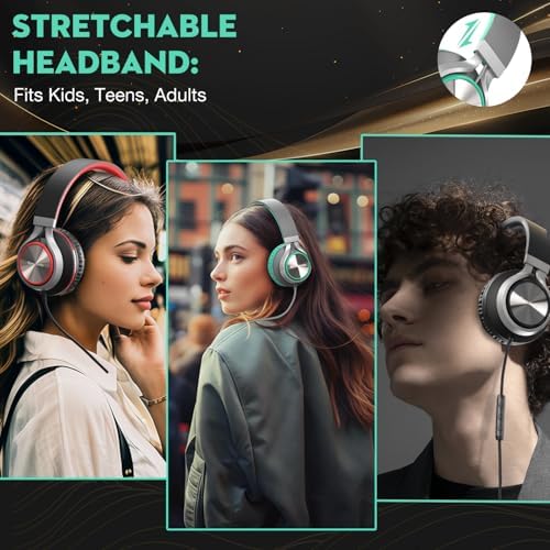 Ultimate USB C Over-Ear Headphones with Enhanced Noise Isolation and Built-In Microphone – Superior Stereo Audio for i Phone 15/16 Pro, Laptops, and Tablets – Perfect Travel Buddy in Striking Blue/Black Finish