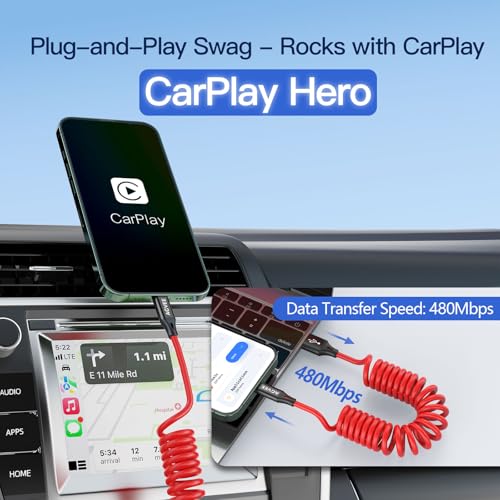 AGVEE 2 Pack 3 ft Coiled USB-C to Lightning Charging Cable – MFi Certified 30 W PD Fast Charging Cord for i Phone, i Pad, and i Pod with Tangle-Free Design in Sleek Dark Gray – Perfect for Car Use and Enhanced Device Performance