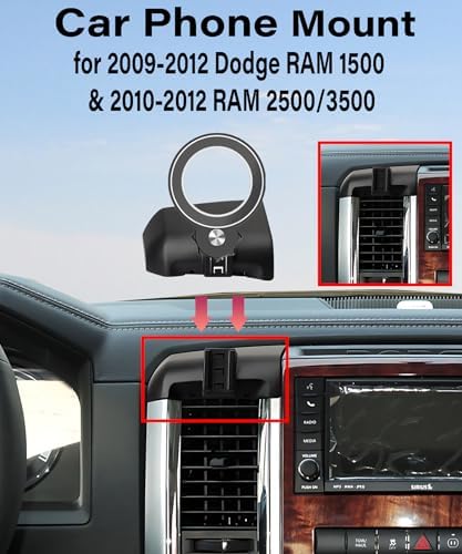 Magnetism Dodge Ram 1500/2500/3500 Phone Holder – Mag-Safe Compatible Hands-Free Car Mount with 360-Degree Rotation for Optimal Viewing – Adjustable Magnetic Cell Phone Accessory Preserving Air Vent Functionality for Safe Driving and Navigation