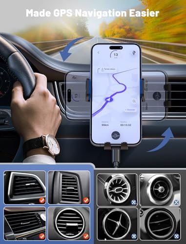 MOKPR Wireless Car Charger – Smart Auto-Clamping Air Vent Mount for Fast Charging (15 W/10 W/7.5 W) – Compatible with i Phone 15/14/13/12/11 and Samsung Galaxy – Stylish Pink Design for Modern Vehicles – Effortless Device Stability and Charging On-the-Go