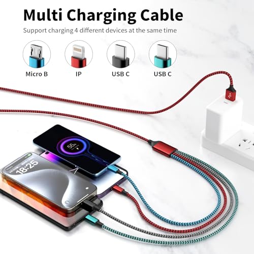 Revolutionary 240 W USB C to Lightning Multi-Charging Cable – 5 FT 4-in-1 Design with Integrated LED Indicator for i Phone 16/15/14/13, Laptops, and More – Ultimate Fast Charging Solution with Enhanced Compatibility for All Devices