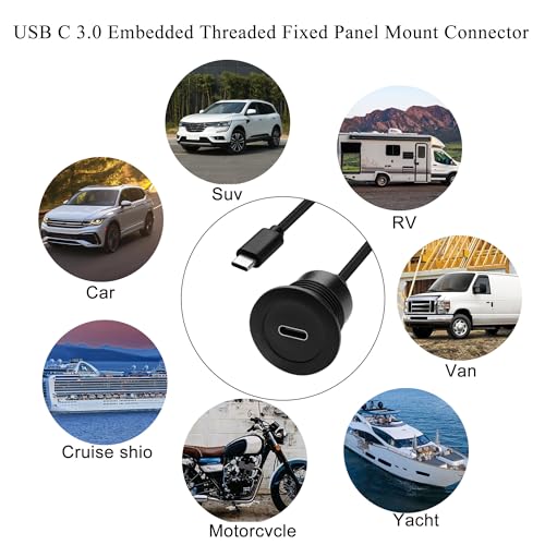 Revolutionize Your Charging with the QIANRENON 5 Gbps USB C Flush Mount Adapter – Sleek, Secure Power Delivery Charger for Cars, RVs & Boats – Experience Fast Data Transfers & Effortless Installation – 60 W PD Charging for Laptops, Smartphones & Tablets – Declutter Your Workspace with a Reliable Connectivity Solution