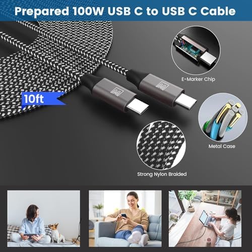 Dual 45 W USB-C Fast Charger Pack with 10 FT & 6.6 FT Type C Cables – Ultimate Compatibility for Galaxy S24 Ultra/S23/S22/Note 10+/Tab S9 – Super Speed PPS Technology for Efficient Home & Car Charging