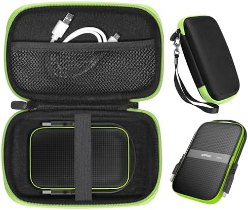 Ultimate Case Sack for SP Silicon Power Armor A60 Portable Hard Drives – Rugged Protection & Enhanced Speed for 1 TB, 2 TB, 4 TB, 5 TB (Black & Green) – Stylish, Shockproof Storage Solution for On-the-Go Data Safety