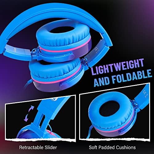 Rockpapa Ultra-Light Foldable Wired Headphones with Integrated Microphone – Premium Stereo Sound for All Ages, Perfect for Travel with Tangle-Free Cord and 3.5 mm Compatibility – Sleek Black/Grey Design for Everyday Listening and Virtual Meetings