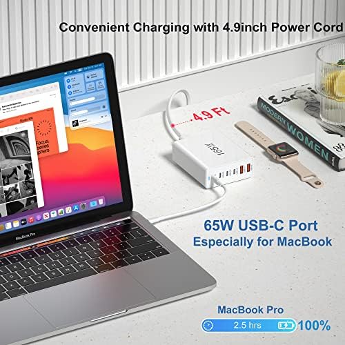 Agtray 165 W Ga N USB-C Power Hub – Ultimate 6-Port Fast Charging Station for Laptops, Tablets, and Smartphones – Compact Travel Adapter with 65 W Power Delivery for Mac Book, i Phone 16/15 Pro, Galaxy S25/S24, and Google Pixel – Exceptional Efficiency with Broad Device Compatibility