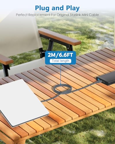 Starlink Mini USB C to DC Power Cable – 6.6 FT (2 M) 18 AWG Fast Charging Cord for Enhanced Outdoor Connectivity – Compatible with Anker 737 Power Bank – 20 V 5 A, 100 W+ PD Power Source – Streamlined Power Solution for Laptops, Tablets, and More