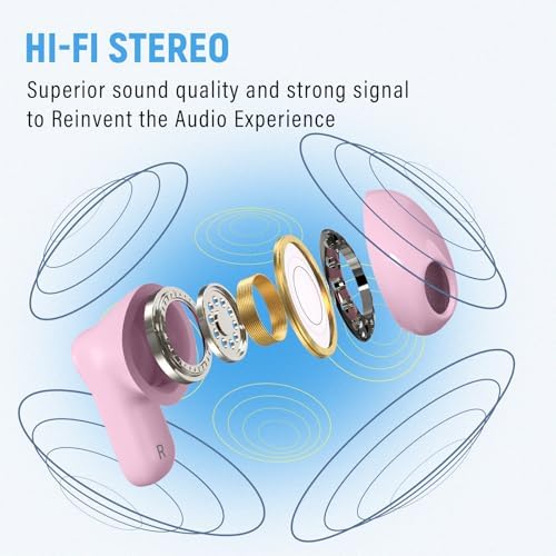 Elevate Your Audio Experience with ANCwear Bluetooth 5.3 True Wireless Earbuds – High-Fidelity 13 mm Drivers for Audiophiles, Chic Mini Handbag Charging Case, 22-Hour Playtime in Elegant Classic Pink – Ideal for Professionals and Music Enthusiasts On the Move