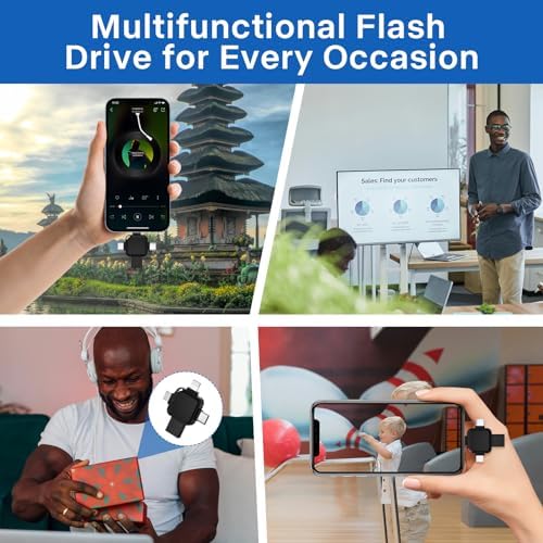 Revolutionize Your Data Storage with the LANSLSY 128 GB 4-in-1 Flash Drive – Effortless Compatibility for i Phone, i Pad, Android, PC, and Mac – No App Required for Instant Access! Enjoy Enhanced Transfer Speeds and 4 Versatile Ports: Lightning, USB Type-A, USB Type-C, and Micro USB. Perfect for Storing Photos, Videos, and Documents with Ease – Ideal for Students, Professionals, and Photographers on the Go! Compact and Stylish Pink Design Makes It a Must-Have Accessory for Your Tech Gear. Say Goodbye to Data Management Hassles and Keep Your Files Securely Accessible Anytime, Anywhere!