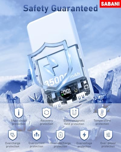 SABANI 35000 m Ah Power Bank – All-in-One Portable Charger with 4 Integrated Cables, 22.5 W Fast Charging for i Phone 16/15/14/13 & Samsung Android Devices – Ultimate On-the-Go Battery Solution in Sleek Black Design for Seamless Connectivity and Reliability