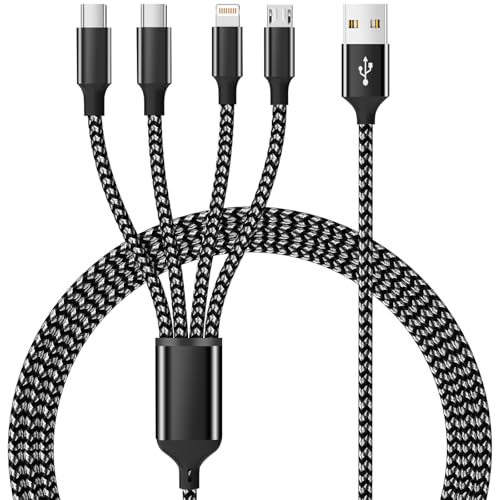 Ultra-Fast 240 W 4-in-1 USB C Charging Cable with Breathing Light Indicator – Multi-Device Compatibility for i Phone, i Pad, Samsung Galaxy, and Mac Book – 5 Ft Durable Cord in Stylish Purple for Efficient Data Sync and Enhanced Charging Performance