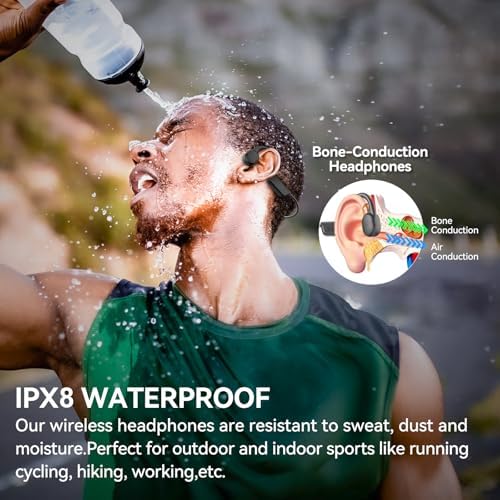 Unleash Your Outdoor Potential with Arington IPX8 Waterproof Bone Conduction Earbuds – Advanced Bluetooth 5.3 Technology for Open-Ear Listening, 10-Hour Battery Life, and Exceptional Sound Clarity for Running, Cycling, and Hiking – Effortless Connectivity with Hands-Free Calling and Voice Assistant Support for Active Enthusiasts