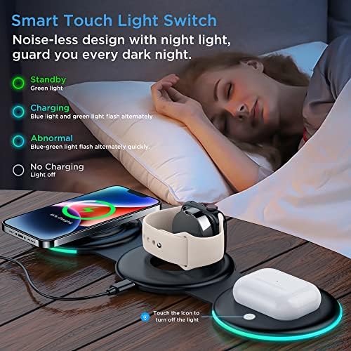 Sleek 3-in-1 Portable Wireless Charging Station for Apple – Magnetic Fast Charger for i Phone 16/15/14/13/12 Pro/Max, Apple Watch, and Air Pods – Compact Black Design for Effortless Travel Power Management and Enhanced Compatibility