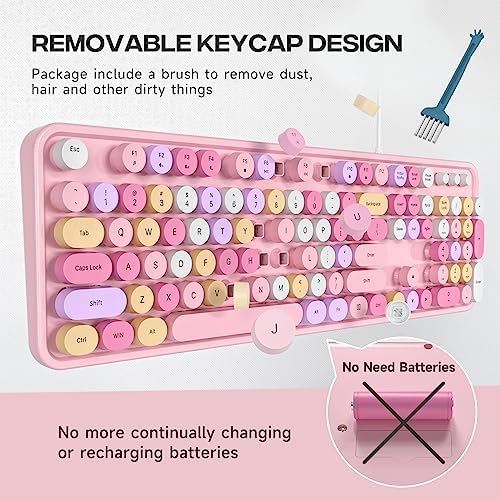 Experience Ultimate Clarity with the Large Print Wired Office Keyboard – 104 Full-Sized Typewriter Keys for Enhanced Visibility, Ergonomic Design, and Instant USB Plug & Play Compatibility for Windows and PCs – Perfect for Home and Office Use