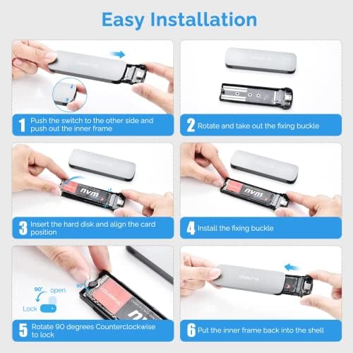 Elevate Your Storage Solutions with ELUTENG M.2 SSD Enclosure – Dual Protocol USB-C 3.2 Gen 2 Adapter for NVMe & SATA SSDs, 10 Gbps Speed, 4 TB Capacity, Durable Aluminum Case for 2230/2242/2260/2280 Drives – Optimal Performance & Enhanced Heat Dissipation for Tech Enthusiasts