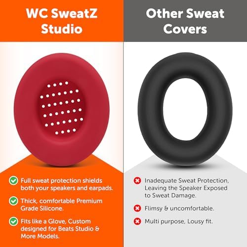 Upgrade Your Beats: WC Sweat Z Studio Earpad Covers for Studio 2 & 3 | Revolutionary Sweatproof Design, Effortlessly Washable, Perfect Fit | Unmatched Protection for Headphones & Enhanced Comfort