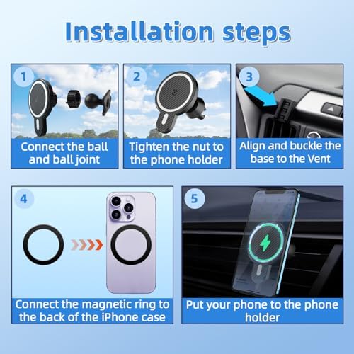 Upgrade Your Toyota Tundra or Sequoia Driving Experience with the 360° Rotating Mag Safe Phone Holder – Premium Dashboard Mount Designed for 2020-2025 Models, Ensures Safety, Accessibility, and Sleek Aesthetics Without Air Vent Obstruction
