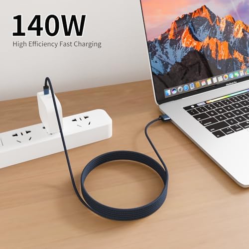 Premium 140 W Magnetic USB-C Charging Cable for Mac Book – 6.6 FT Right-Angle Cord Compatible with 2024/2023/2022 Mac Book Air M3/M2 & Pro M1/M2 Models – Durable Nylon Braided Design for Fast Power Delivery and Enhanced Convenience