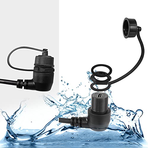 QIANRENON 90 Degree Right Angle USB C 3.1 Extension Cable – 10 Gbps Waterproof Panel Mount Solution, 30 cm Length for Streamlined Connectivity in Compact Spaces – Ideal for Vehicles and Workstations