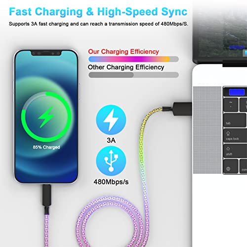 Transform Your Charging Routine with the RGB LED Light Up i Phone Lightning Charger Cable – 27 W Fast Charging Cord for i Phone 14, 13, 12, Pro, 11, and 8 – 3 FT USB to Lightning Cable with Eye-Catching Glow and Apple MFi Certification for Enhanced Durability and Speed