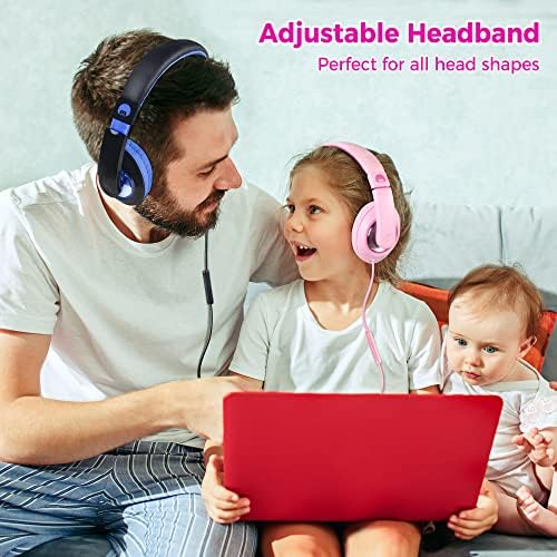 Rockpapa Kids Over-Ear Headphones – Lightweight Wired Audio Gear for School, Travel, and Home – Stylish White and Blue Design for Boys and Girls – Immersive Sound Quality with Adjustable Comfort and Durable Build for Young Audiophiles