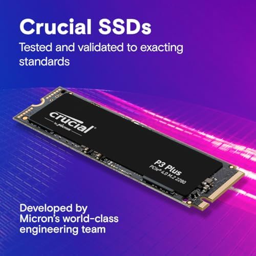 Boost Your Gaming and Creative Workflow with the Crucial P3 Plus 500 GB PCIe Gen4 NVMe M.2 SSD – Lightning-Fast 5000 MB/s Read Speeds | Enhanced 3 D NAND for Unrivaled Endurance and Compatibility Across Devices